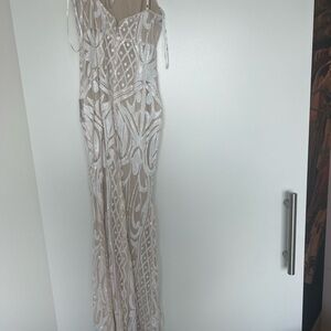 Lulu's White and Cream Maxi Dress